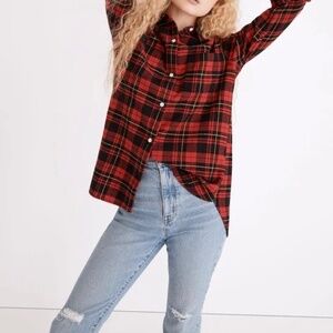 Madewell Flannel Plaid Ex-boyfriend button down shirt Sz XS Western Cabincore